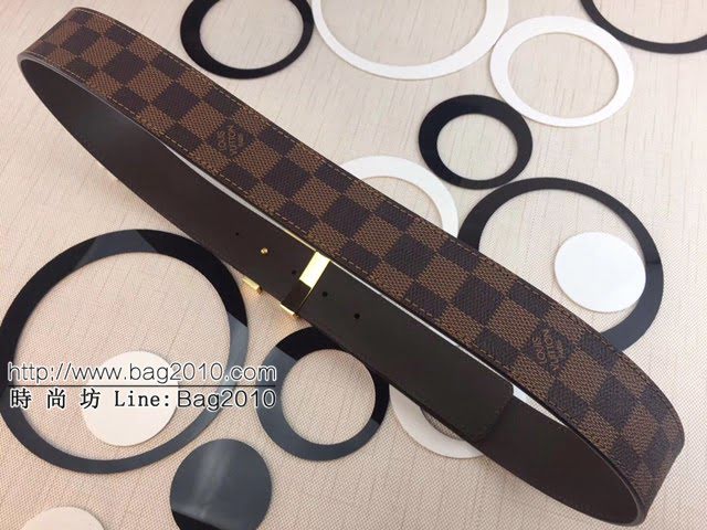 LV新款男士皮帶 路易威登精品原單腰帶 lv啡格皮帶  jjp2235